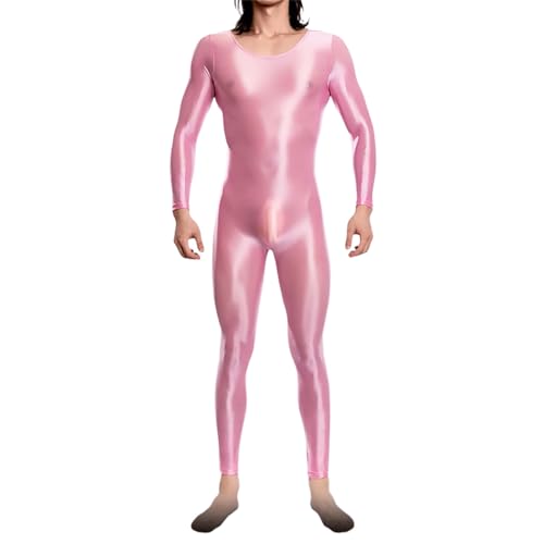 Grün Zentai Ganzkörper Overall Herren Glänzend Body Suit Metallic Jumpsuit Ganzkörperanzug Rundhals Zentai Suit Wet Look Ganzanzug Kostüm Halloween Karneval Cosplay Suit Alien Kostüm (M) von Generic