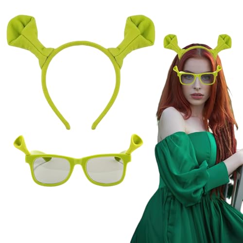 Grünes Ogerohren Stirnband mit Brille, niedliches Monster-Kostüm, Zubehör für Halloween, Cosplay, Motto-Party Grünes Ogerohren Stirnband mit Brille, niedliches Monster-Kostüm, Zubehör für Halloween, Cosplay, Motto-Party von Generic