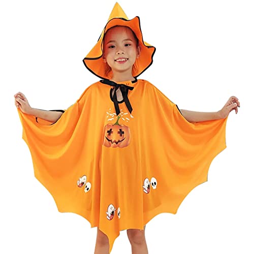 Gruseliger Umhang für Kinder, Hexe und Kürbis, gruseliger Umhang für Kinder, Unisex, Partyumhang aus Polyester mit Hut, Halloween-Kostüm für Kinder Gruseliger Umhang für Kinder, Hexe und Kürbis, gruseliger Umhang für Kinder, Unisex, Partyumhang aus Polyester mit Hut, Halloween-Kostüm für Kinder von Generic