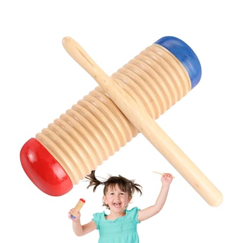 Guiro Stick, kleines hölzerne Guiro -Instrumentenspielzeug | LP Frühe Bildungsspielzeugkiefern -Tool Percussion mit Mallet für Bandbegleiter von Generic