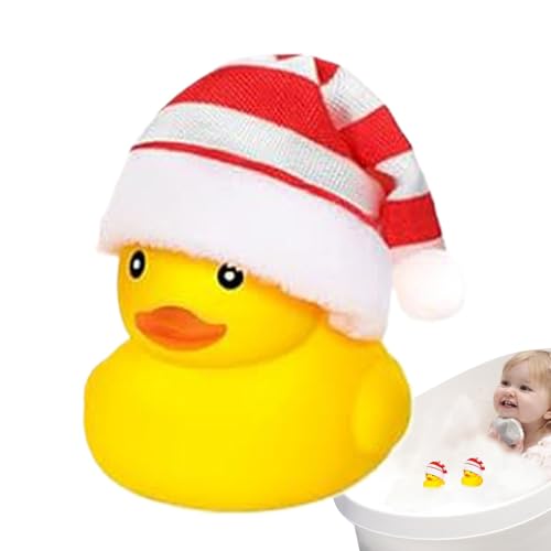 Gummienten – farbenfroher Badespaß, schwimmende Entenspielzeuge | Niedliches Entenspielzeug mit Weihnachtsmannmütze, Babyparty-Geschenke, Badezubehör für Kinder, Poolparty-Dekoration, klassische gelbe von Generic