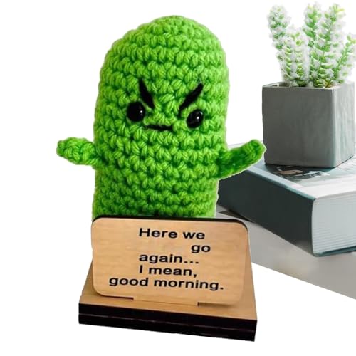 Gurkengehäkelte Puppe, Gurkenstrickpuppe, niedliche Puppe zur emotionalen Unterstützung, handgefertigt – niedliche positive Gurken-Häkelpuppe mit abnehmbarer Basis, PU-Puppe Gurkengehäkelte Puppe, Gurkenstrickpuppe, niedliche Puppe zur emotionalen Unterstützung, handgefertigt – niedliche positive Gurken-Häkelpuppe mit abnehmbarer Basis, PU-Puppe von Generic