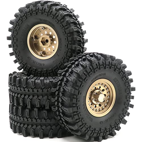 HOBBYSOUL 4 Stück RC 1.9 Mud Rock Crawler Truck Reifen super Grip Reifen Höhe 121 mm & Aluminium Heavy Duty 1.9 Beadlock Räder Hex 12 mm Felgen Champagner-Gold Farbe HOBBYSOUL 4 Stück RC 1.9 Mud Rock Crawler Truck Reifen super Grip Reifen Höhe 121 mm & Aluminium Heavy Duty 1.9 Beadlock Räder Hex 12 mm Felgen Champagner-Gold Farbe von Generic