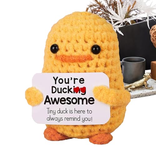 Häkelpuppe - handgefertigtes gefülltes Tierplüsch, süßes Strickspielzeug | Emotionale Unterstützung Häkelkugel, weiche handgefertigte Puppe mit Bestätigungskarte, dekoratives Geschenk für Kinder, Schl von Generic