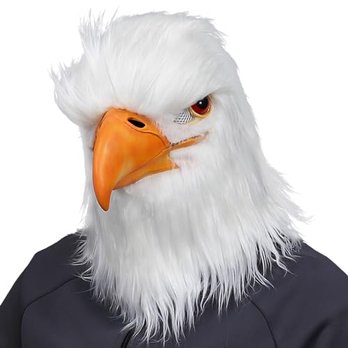 Hai Chili Weißer Adler Kopfmaske Haarig Vogel Tiermaske Latex Maske Halloween Karneval Kostüm Maske von Generic