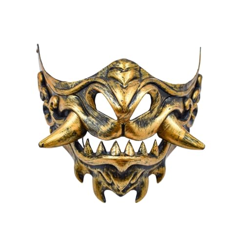 Half Face Japanese Mask Halloween Evil Devil Party Mask Demon Samurai Mask Masquerade Party Wear Accessories(Style 1) von Generic
