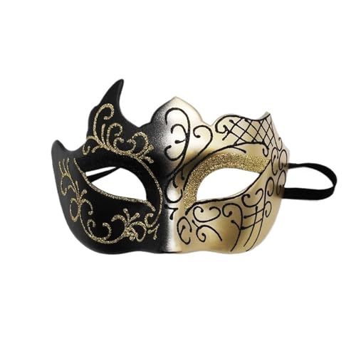 Half Face Phantom Masquerade Cosplay Mask PVC Steampunk Plastic Men Women Punk Costume Props The Phantom Dancer Mask(Black gold) von Generic