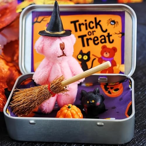 Halloween Bär In Einer Box für Süßes Oder Saures, Teddybär In Einer Box für Süßes Oder Saures mit Hexe Zauberer Decke Besen Cape Kürbis & Katze, Miniatur Hexer Handmade Witch Teddybär In Box pink Halloween Bär In Einer Box für Süßes Oder Saures, Teddybär In Einer Box für Süßes Oder Saures mit Hexe Zauberer Decke Besen Cape Kürbis & Katze, Miniatur Hexer Handmade Witch Teddybär In Box pink von Generic