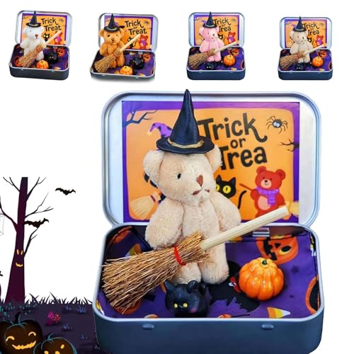 Halloween-Bär in Einer Box, niedliche Halloween-Dekoration mit Hexen-Teddy mit Besen, Kürbis und Katze, emotional unterstützendes Plüschtier für Jungen und Mädchen, Überraschungsgeschenkidee Halloween-Bär in Einer Box, niedliche Halloween-Dekoration mit Hexen-Teddy mit Besen, Kürbis und Katze, emotional unterstützendes Plüschtier für Jungen und Mädchen, Überraschungsgeschenkidee von Generic