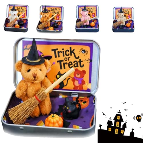 Halloween-Bär in Einer Schachtel, handgefertigter süßer Hexenbär, emotionale Unterstützungsgeschenke mit Besen, Kürbis und Katze, Halloween-Geschenkboxen für Freunde und Familien Brown Halloween-Bär in Einer Schachtel, handgefertigter süßer Hexenbär, emotionale Unterstützungsgeschenke mit Besen, Kürbis und Katze, Halloween-Geschenkboxen für Freunde und Familien Brown von Generic