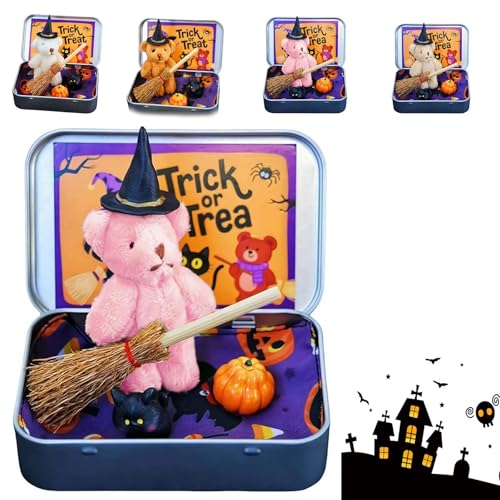 Halloween-Bär in Einer Schachtel, handgefertigter süßer Hexenbär, emotionale Unterstützungsgeschenke mit Besen, Kürbis und Katze, Halloween-Geschenkboxen für Freunde und Familien Pink Halloween-Bär in Einer Schachtel, handgefertigter süßer Hexenbär, emotionale Unterstützungsgeschenke mit Besen, Kürbis und Katze, Halloween-Geschenkboxen für Freunde und Familien Pink von Generic