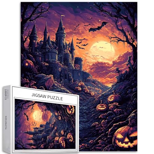 Halloween Castle Puzzle für Erwachsene, geheimnisvolle Atmosphäre, Kunst-Puzzle, herausfordernde Familienaktivitäten, buntes Bastelpuzzle für Heimdekoration, Geschenke, 50,8 x 68,6 cm, 1000 Teile Halloween Castle Puzzle für Erwachsene, geheimnisvolle Atmosphäre, Kunst-Puzzle, herausfordernde Familienaktivitäten, buntes Bastelpuzzle für Heimdekoration, Geschenke, 50,8 x 68,6 cm, 1000 Teile von Generic
