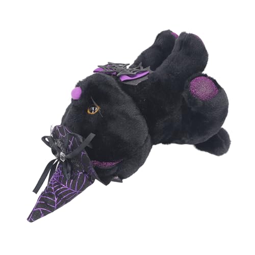 Halloween Cat Doll, Niedliche Sammlerstopf -Tierpuppendekoration für Zuhause (Schwarze Katze und purpurer schwarzer Hut) von Generic