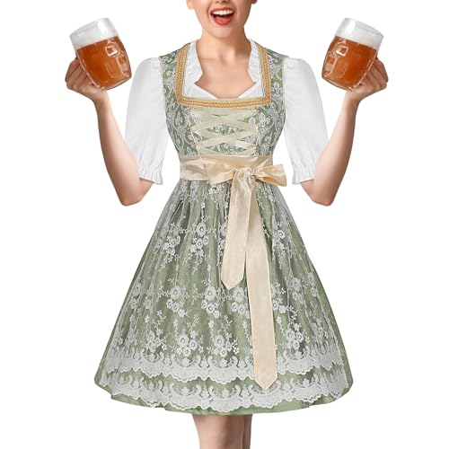 Halloween Damen Dirndl,Oktoberfest Dirndl,Cosplay Rollenspiel Kostüm Oktoberfest - Traditionelles bayerisches Mädchenmit Dirndlbluse, Dirndlschürze für das von Generic