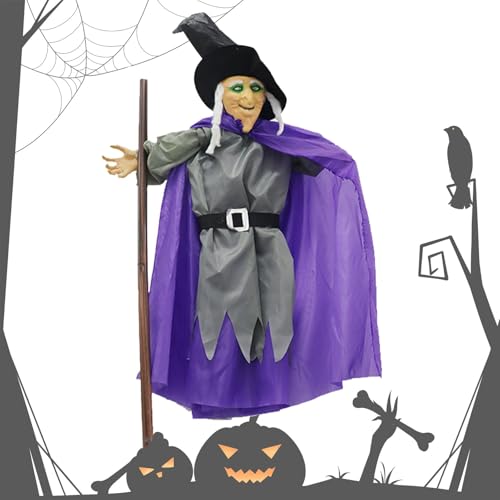 Halloween-Dekoration mit fliegender Hexe, 70 cm, schwimmende Hexe, gruselige Halloween-Dekoration – stabile animierte schwebende Hexe für Hof, Garten, , , Rasen Halloween-Dekoration mit fliegender Hexe, 70 cm, schwimmende Hexe, gruselige Halloween-Dekoration – stabile animierte schwebende Hexe für Hof, Garten, , , Rasen von Generic