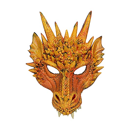 Halloween Dino Maske Realistisch Dinosaurier Plastik Masken Mask Gesichtsmaske Gelb Drache Masks Halloween Masks Erwachsene Kinder Haloween Costum von Generic