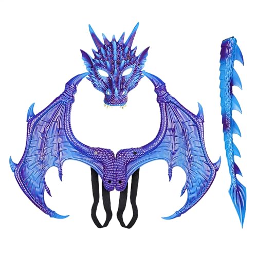 Halloween Dragon Cosplay Set | Halloween Wings Tail Set - Kinderflügel und Schwanz Halloween Show Kostüm Set für, Mädchen, Weihnachten, Ostern von Generic