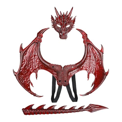 Halloween Dragon Cosplay Set - Tragbares Drachen-Set, realistisches Flügelschwanz-Set | Komplettes Drachenoutfit für, Halloween-Outfits für Cosplay-Events von Generic