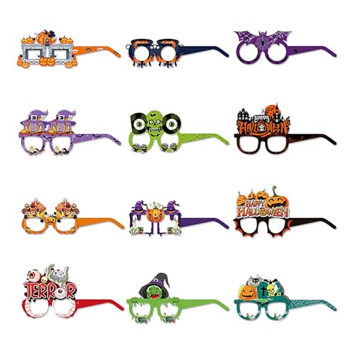 Halloween-Foto-Requisiten, gruselige Brille für Halloween, 12 Stück, Halloween-Partybrille, Halloween-Requisiten für Selfies, Brille für d von Generic
