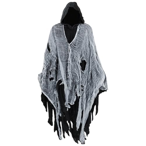 Halloween Geister Kostüm Erwachsene Gruselige Halloween Umhang mit Kapuze Geist Cape Outfit Geist Kostüme Halloween-Kostüm für Herren Damen Frauen Partner von Generic
