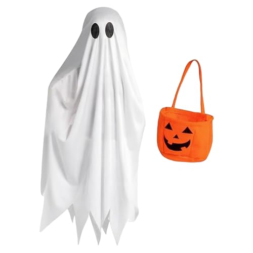 Halloween Geisterkostüm,Verkleidung Weißes Gespensterkostüm | Cosplay Zubehör und Partyoutfit mit Süßigkeitentaschen für Kinder und Mädchen für Feiertage Festivals Partys Halloween Geisterkostüm,Verkleidung Weißes Gespensterkostüm | Cosplay Zubehör und Partyoutfit mit Süßigkeitentaschen für Kinder und Mädchen für Feiertage Festivals Partys von Generic