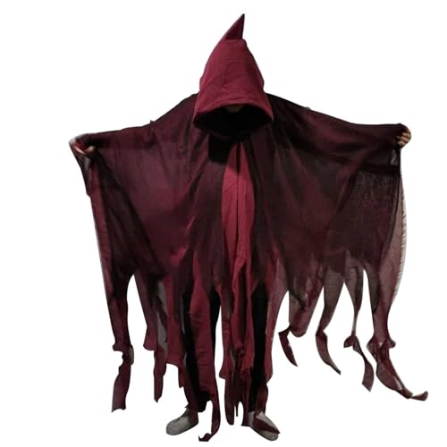Halloween-Geisterumhang, atmungsaktiver Spukhaus-Cosplay-Umhang, eleganter Hexenumhang mit Kapuze, gruseliger Umhang, vielseitiger Umhang für Halloween-Partys, Themenveranstaltungen und Versammlungen von Generic