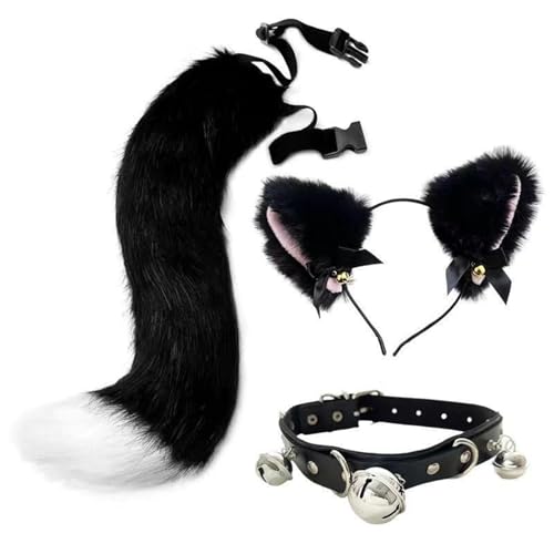 Halloween-Haarband, realistisches Halloween-Kostüm-Stirnband und Schwanz-Set, bequeme Halloween-Kopfbedeckung, Halloween-Kopfbedeckung für Halloween-Maskerade-Partys von Generic