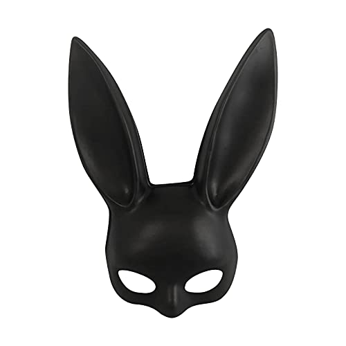 Halloween Hasen Maske Damen Halbmaske Plastik Hasenmaske Tier Masken Frauen Erwachsene Bunny Mask Woman Hase Masks Schwarz Halloween-Kostüme Erwachsene Kinder Hallowenn Costum von Generic
