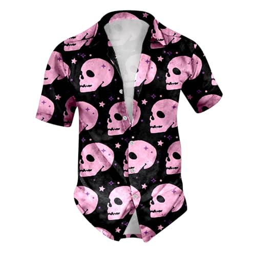 Halloween Hemd Herren Kurzarm, Lustige Kurzarmhemd Herren Button Down, Hawaiihemd Mit Bunte Totenkopf Druck Casual Slim Fit Hemden Streetwear Freizeithemd Hemdjacke Festival Partyhemd Für Männer Halloween Hemd Herren Kurzarm, Lustige Kurzarmhemd Herren Button Down, Hawaiihemd Mit Bunte Totenkopf Druck Casual Slim Fit Hemden Streetwear Freizeithemd Hemdjacke Festival Partyhemd Für Männer von Generic