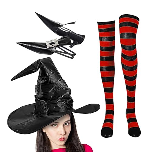 Halloween Hexe Verkleidungsset | Hexenkostüm Schuhüberzieher - 3 gruselige Halloween-Kostüm-Accessoires für Hexen-Spaß von Generic