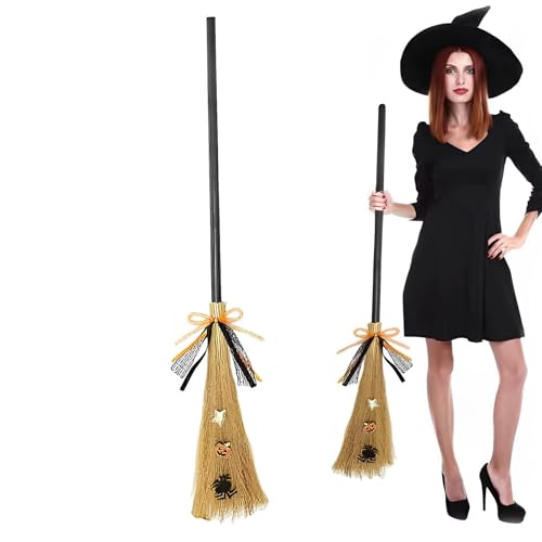 Halloween Hexenbesen | Böse Hexen | Halloween Holzstil Horror | Hallooween Kostüm Zubehör für Maskeradenkostüme Dekoration von Generic