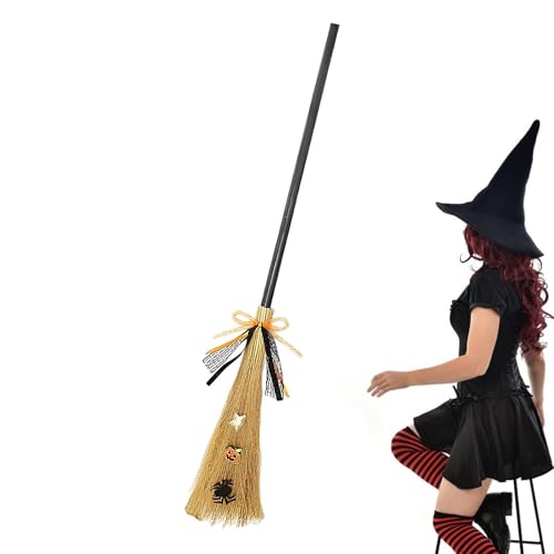 Halloween-Hexenbesen – Hexenbesen für Erwachsene, Hexenbesen für | Realistischer Zaubererbesen, Halloween-Partyzubehör, Hexenbesen Spielzeug von Generic