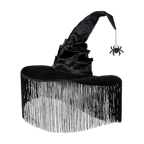 Halloween-Hexenhut, Halloween-Hut, Hexenhut, gerafft, Halloween, spitzer Hut mit breiter Krempe, Halloween-Hexenkostüm, schwarz, für die Dekoration Halloween-Hexenhut, Halloween-Hut, Hexenhut, gerafft, Halloween, spitzer Hut mit breiter Krempe, Halloween-Hexenkostüm, schwarz, für die Dekoration von Generic