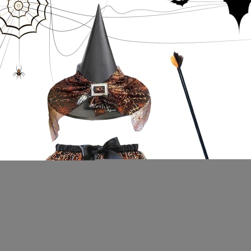 Halloween-Hexenkostüm, Hexenkostüm, Zubehör mit Besen und Rock für Kinder, verstellbares Halloween-Cosplay-Zubehör für Kleid, Party, Mottoshooting, Karneval Halloween-Hexenkostüm, Hexenkostüm, Zubehör mit Besen und Rock für Kinder, verstellbares Halloween-Cosplay-Zubehör für Kleid, Party, Mottoshooting, Karneval von Generic