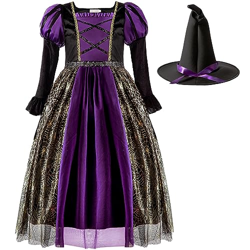 Halloween-Hexenkostüm-Set für Mädchen. Halloween-Hexenkleid mit schwarzem Hut. Lila Halloween-Kostüme für Mädchen Halloween Kostüm Halloween-Hexenkostüm-Set für Mädchen. Halloween-Hexenkleid mit schwarzem Hut. Lila Halloween-Kostüme für Mädchen Halloween Kostüm von Generic