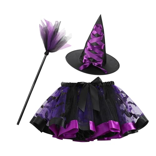 Halloween-Hexenkostüme – 3-teiliges Set, gruseliges Hexenkostüm für Kinder, Party-Halloween-Hexenkostüm für Mädchen | Erwachsene Halloween-Kostüme für Frauen, Hexe, märchenhaftes süßes Hexenkostüm für von Generic