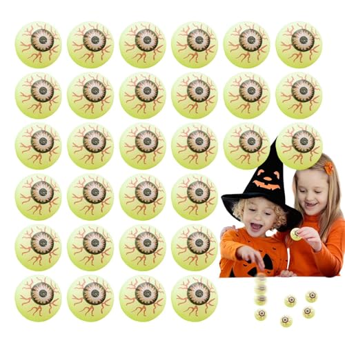 Halloween Hüpfkugeln im Dunkeln leuchtende Augäpfel, kleine Hüpfbälle, 30 Stück, leuchtende Augäpfel, Halloween-Schüsselfüller, Springbälle von Generic