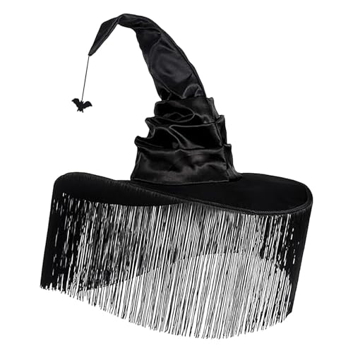 Halloween-Hut, Hexenhut für Erwachsene | Spitzhut mit breiter Krempe | Halloween-Assistent – Halloween-Hexen-Kostüm-Zubehör Schwarz für Partydekoration von Generic