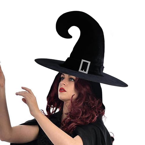 Halloween-Hut, Zaubererhut | Halloween-Kostüm, schwarzer Hut, Hexenhut, faltbar, Halloween-Hut mit silberfarbener Schnalle, Cosplay-Kostüm-Zubehör für Maskerade Halloween-Hut, Zaubererhut | Halloween-Kostüm, schwarzer Hut, Hexenhut, faltbar, Halloween-Hut mit silberfarbener Schnalle, Cosplay-Kostüm-Zubehör für Maskerade von Generic