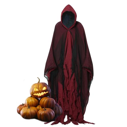 Halloween Kapuzen Capes, Hooked Cloak für Halloween,Kapuzed Scary Cloak Cape für Erwachsene - White Mesh Design Dress Up Cape Requisiten für Halloween-Partys, Themen-Adanzen und Halloween Kapuzen Capes, Hooked Cloak für Halloween,Kapuzed Scary Cloak Cape für Erwachsene - White Mesh Design Dress Up Cape Requisiten für Halloween-Partys, Themen-Adanzen und von Generic