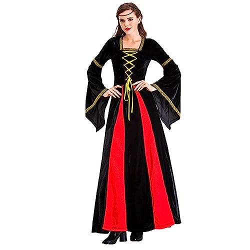 Halloween Kleid Damen Vintage Lustige Partykleid Rundhals Mittelalter Kleidung Teufel Festlich Kleider Wednesday Kostüm von Generic