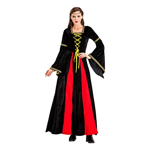 Halloween-Kleider für Frauen | Britisches Retro-Hofköniginkleid mit langen Ärmeln - Halloween-Kostüm Cosplay Party Kostüm von Generic