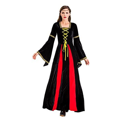 Halloween Königin Kostüme für Damen - Britische Hofköniginkleid Retro Langarm - Halloween Cosplay Party Kostüm von Generic
