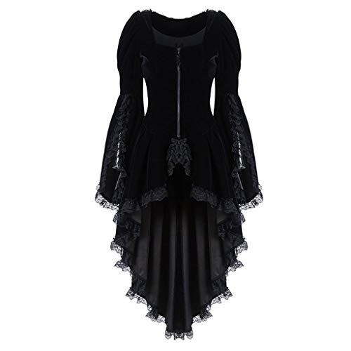 Halloween Kostüm Damen, Damen Steampunk Frack Gothic Lange Mäntel Spitze Spleißen Festliche Fasching Karneval Halloween Cosplay Kostüm Renaissance Viktorianisch Mittelalterlich Smoking Jacke von Generic
