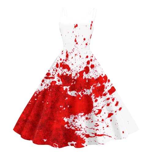 Halloween Kostüm Damen Fließend Schicke Kleidung Stilvoll Prinzessin Hexenkleider Lässiges Thematisch Partykleid Historisch Einzigartig Abendkleider Generisch Hochwertig(1-Weiß,M) von Generic