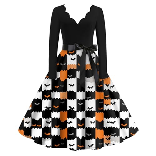 Halloween Kostüm Damen Große Größen Cosplay Locker Freizeitkleid Generisch Elegant Cocktail Hochzeitsgast Prinzessin Midikleid Blutige Atmungsaktiv Brautkleid Festlich Gothic (4-Weiß,4XL) von Generic