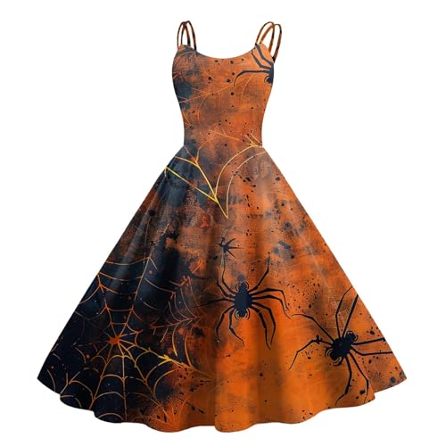 Halloween Kostüm Damen Große Größen Cosplay Zeitgemäß Brautkleid Thematisch Blutige Partykleid Prinzessin Auffällig Kleider Tailliert Luftige Costume Fließend Festlich Midikleid (1-Saffron,XL) von Generic