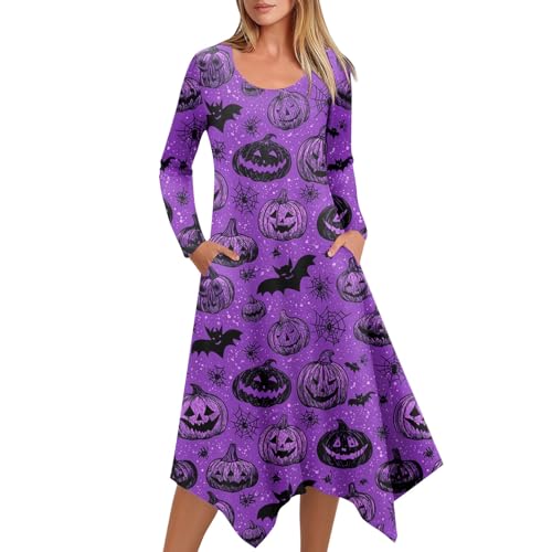 Halloween Kostüm Damen Große Größen Historisch Gerafft Kostüm Renaissance Karneval Kostüme Dramatisch Vintage Cocktailkleid Fließend Luftige Hexenkleid Hochwertig Cosplay Costume (3-Lila,S) von Generic