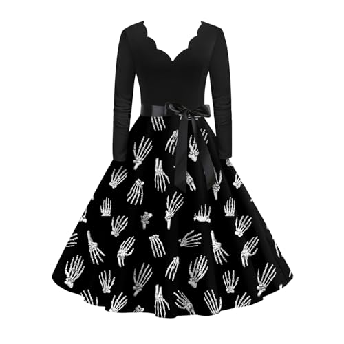 Halloween Kostüm Damen Hexenkostüm Halloween Kostüm Paare Damen Xxl Hippie Krankenschwester Weisses Kleid Kleid Grün Medieval Dress Hexenkostüm Erwachsene Hexenhut Damen Halloween (3-Schwarz,L) von Generic