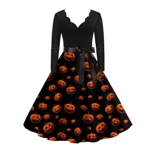 Halloween Kostüm Damen Kleid Weiß Kostüm Hexe Damen Halloween Krankenschwester Geist Cosplay Mittelalter Kleidung Kostüm Kürbis Spinne Mafia Damen Halloween Xs Kostüme Perry Das (3-Orange,S) von Generic